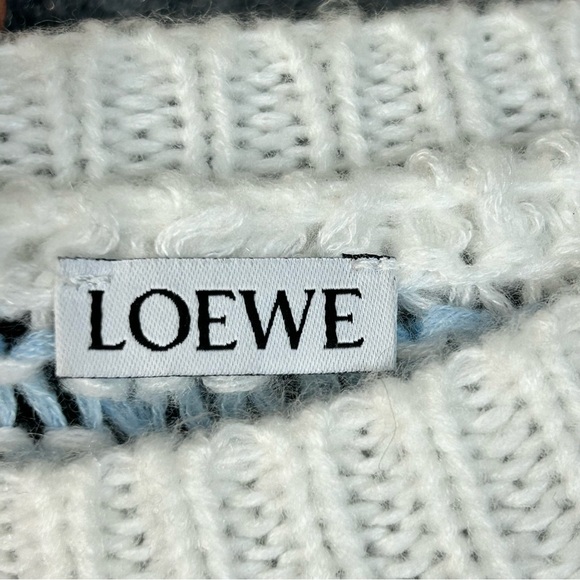 Loewe Women's Blue
Anagram Embroidered Striped Mohair-Blend Sweater size small - Picture 5 of 9